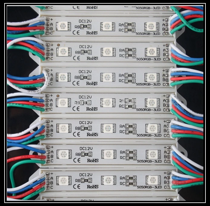 1000 шт./лот 3 светодиода 5050 SMD RGB модуль Водонепроницаемая IP65 световая лента лампа 12