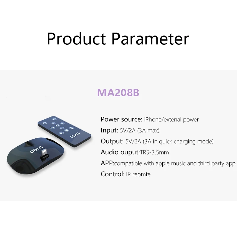 OISLE MA208B Быстрая зарядка держатель для телефона док-станция для iPhone X 6 7 8 Plus 5 S SE Bluetooth ИК-пульт дистанционного управления