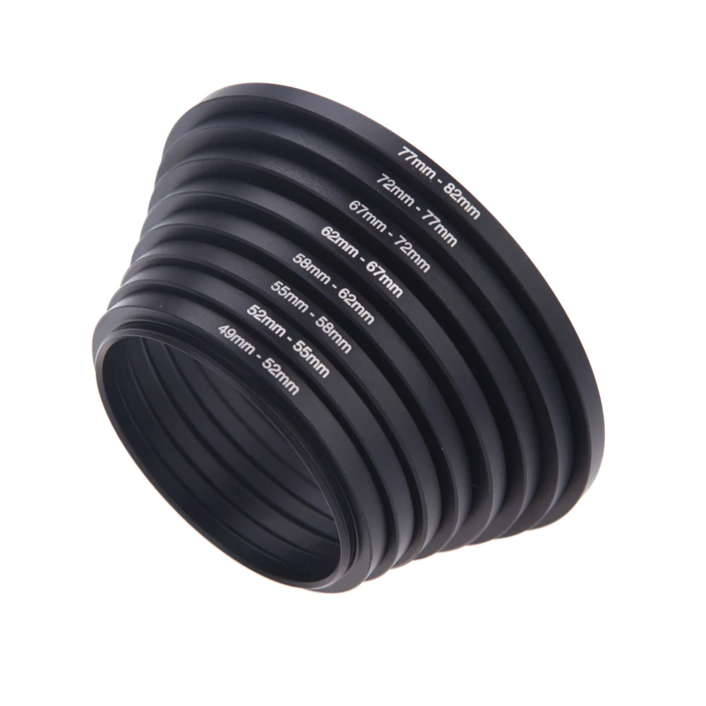 

8pcs Filter Step Up Rings Adapter 49-52-55-58-62-67-72-77-82mm 49mm-82mm