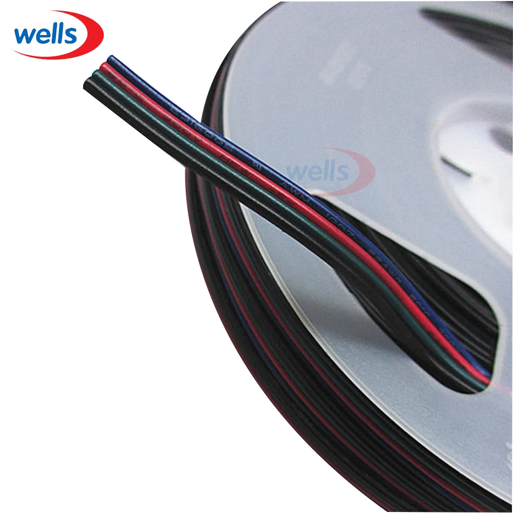 10 метровый 4 контактный удлинитель RGB + Черный проводной кабель для светодиодной