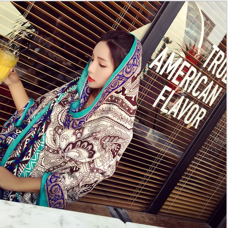 Новинка весна-осень 2018 дизайнерская тонкая длинная шаль из хлопка в этническом