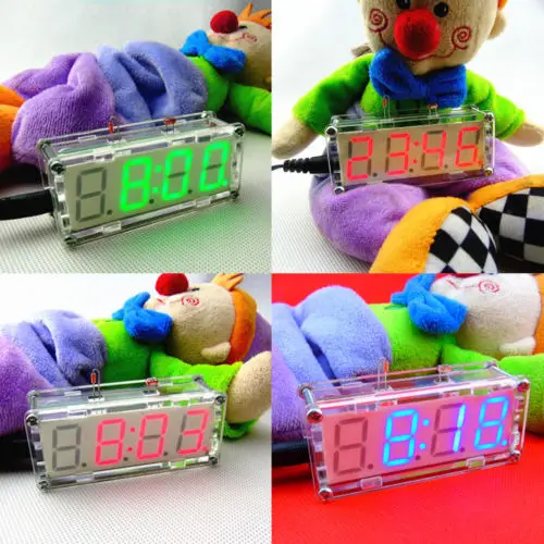DIY Electronic Microcontroller Kit LED Digital Clock Time Thermometer +case+power supply cable free shipping + tracking number |