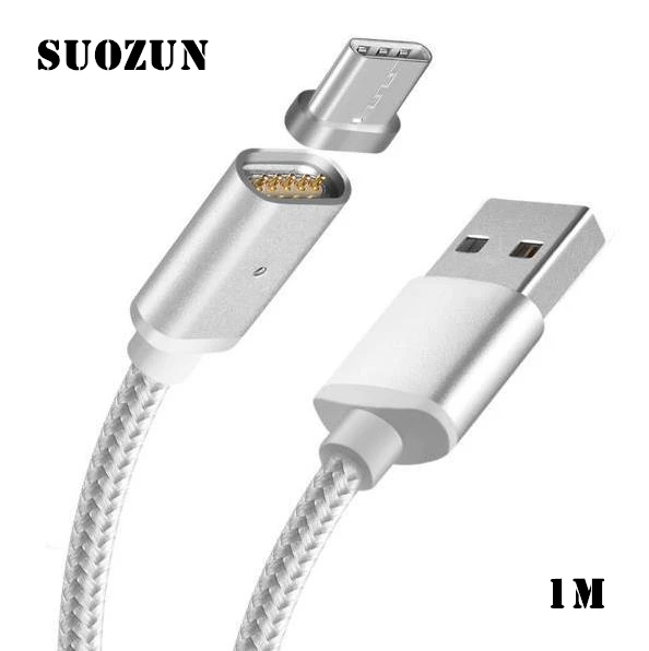 Магнитный кабель SUOZUN магнитный Micro USB в нейлоновой оплетке для быстрой зарядки и