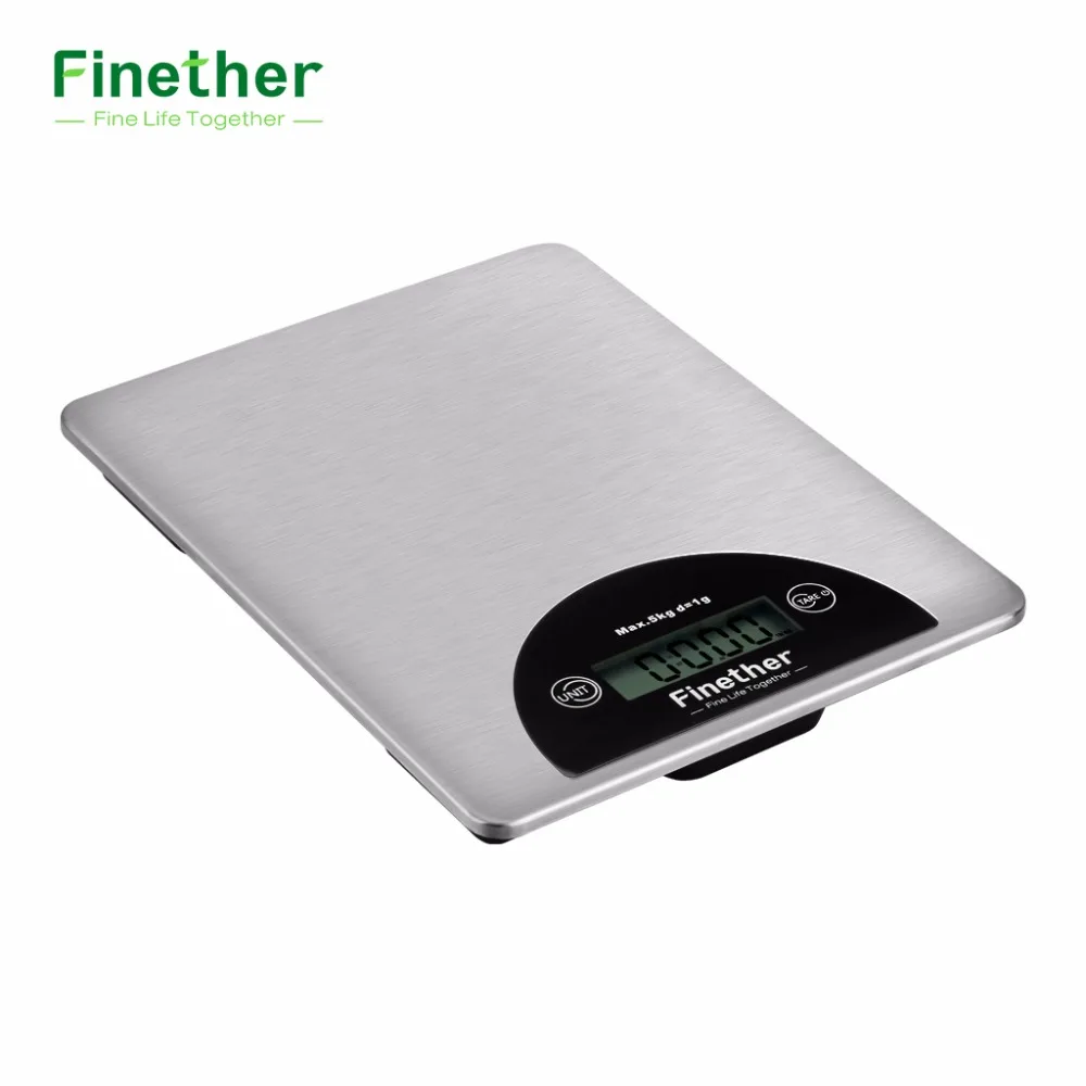Кухонные весы Finether до 5 кг точные кухонные с ЖК дисплеем идеальны для выпечки