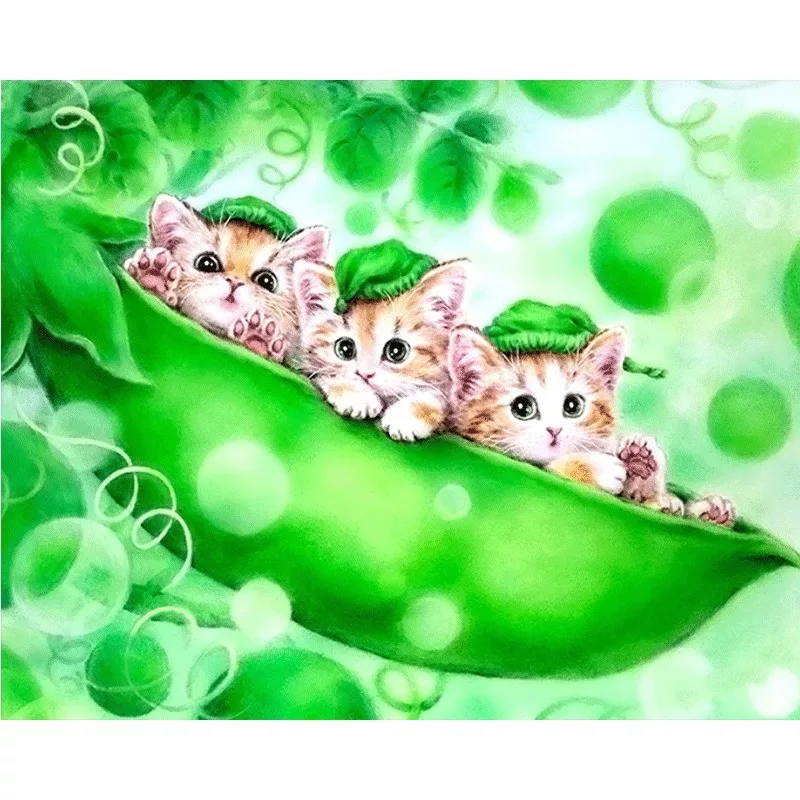 Белый DIY Алмазная картина с котами из мультфильма dimaond вышивка полная дрель для кошек пара Алмазная картина мозаика полная круглая дрель - Цвет: Белый