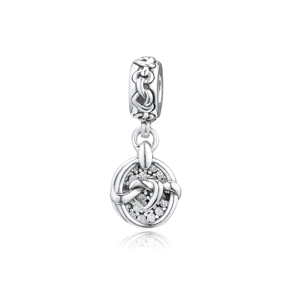 

Fits Europe Bracelet Argent 925 Sterling Silver Knotted Heart Dangle Charm Clear CZ Beads for Jewelry Making kralen Wholesale