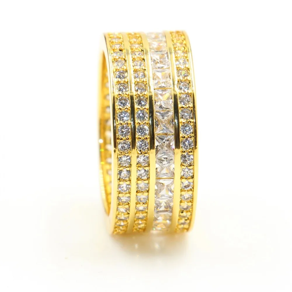 

Luxury Jewelry 925 Sterling Silver Full Princess Cut White Clear 5A Cubic Zirconia Eternity Women Weddding Band Circle Ring Gift
