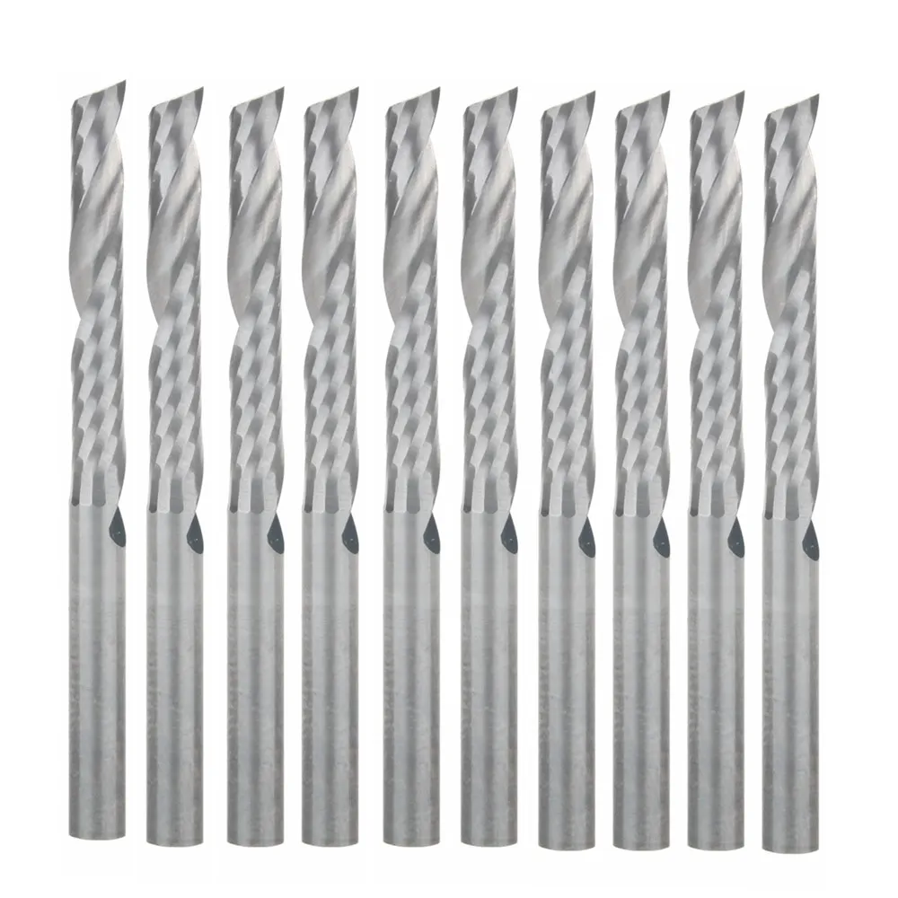 

10PCS 3.175 X 22mm Single Flute Spiral Carbide CNC Router Bits Milling Cutter