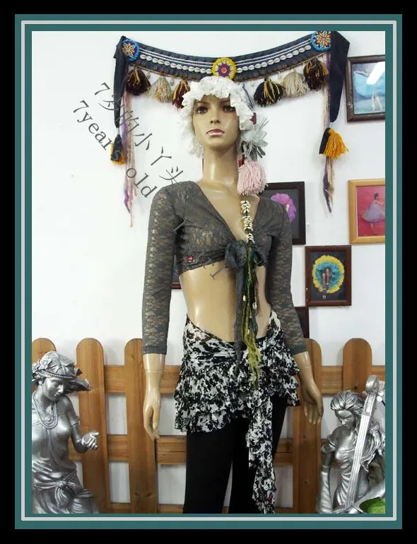 

.Lace belly dance top Gypsy Bohemian top korea lace 9 sleeve top DM63