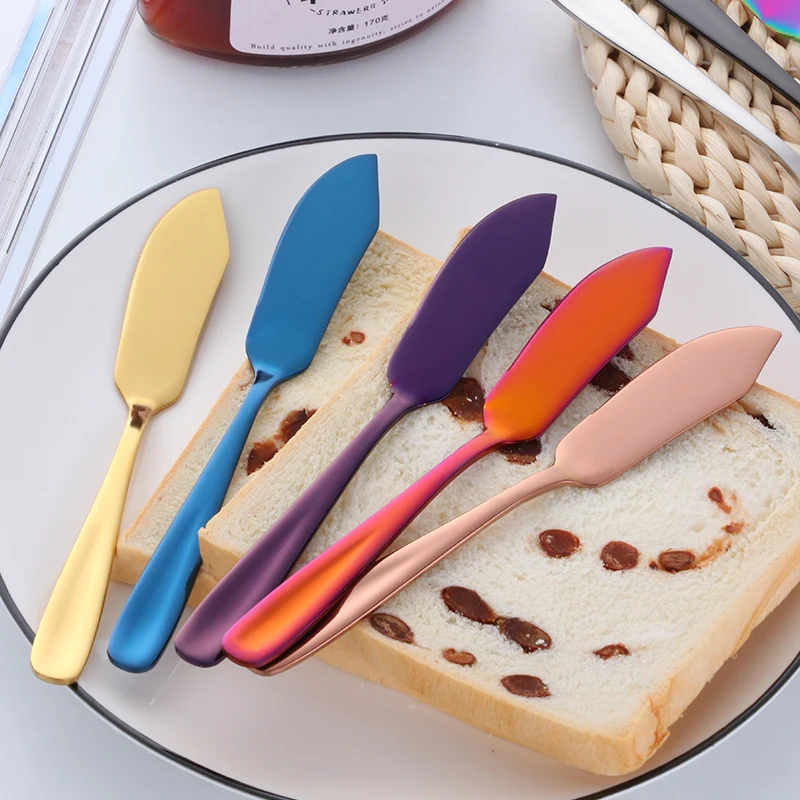 

Buyer Star 304 Butter Knife Cheese Dessert Jam Spreaders Stainless Steel Cream Gold Rose Knifes Western Cutlery Breakfast Tool