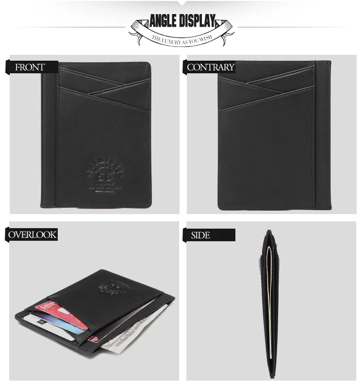 RFID blocking Genuine Leather Men Small Wallet Business Real Leather Anti-RFID Male credit card& ID holder With Coin Pocket