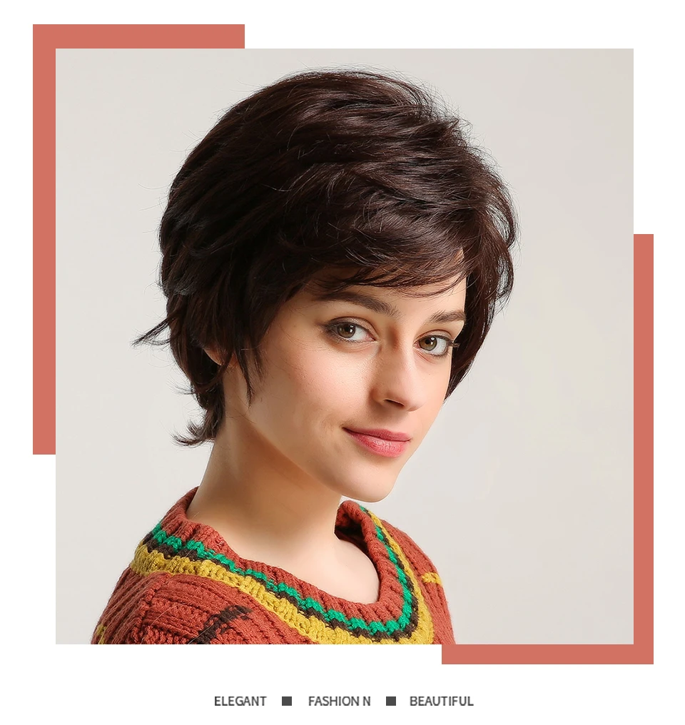 INHAIR cube Женские синтетические волосы натуральные прямые короткие парики Многослойные пушистые Средний размер эластичный дышащий парик
