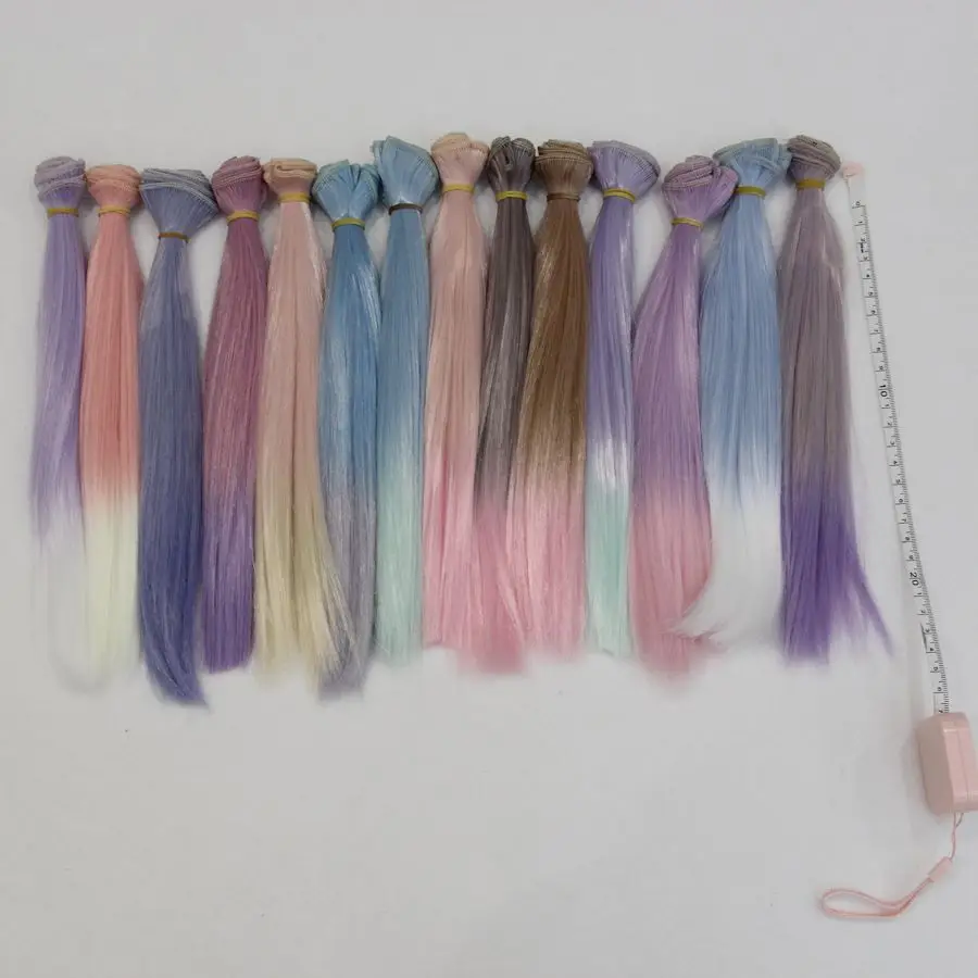 

Fashion Ombre Color 25*100cm Straight DIY Mini Tresses Doll Wig High-Temperature Material Hair Wig For BJD Doll Accessories