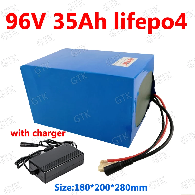 GTK литиевая батарея 96v 35Ah Lifepo4 аккумулятор BMS 32S 102V для инвертора автомобиля ebike