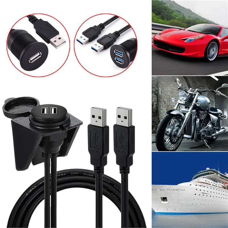 Удлинительный кабель с 2 портами два порта USB 0 3 AUX крепление для автомобиля