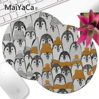 maiyaca high quality penguin pattern office mice gamer round mouse pad anime customized pictures black gaming mouse pad as gift