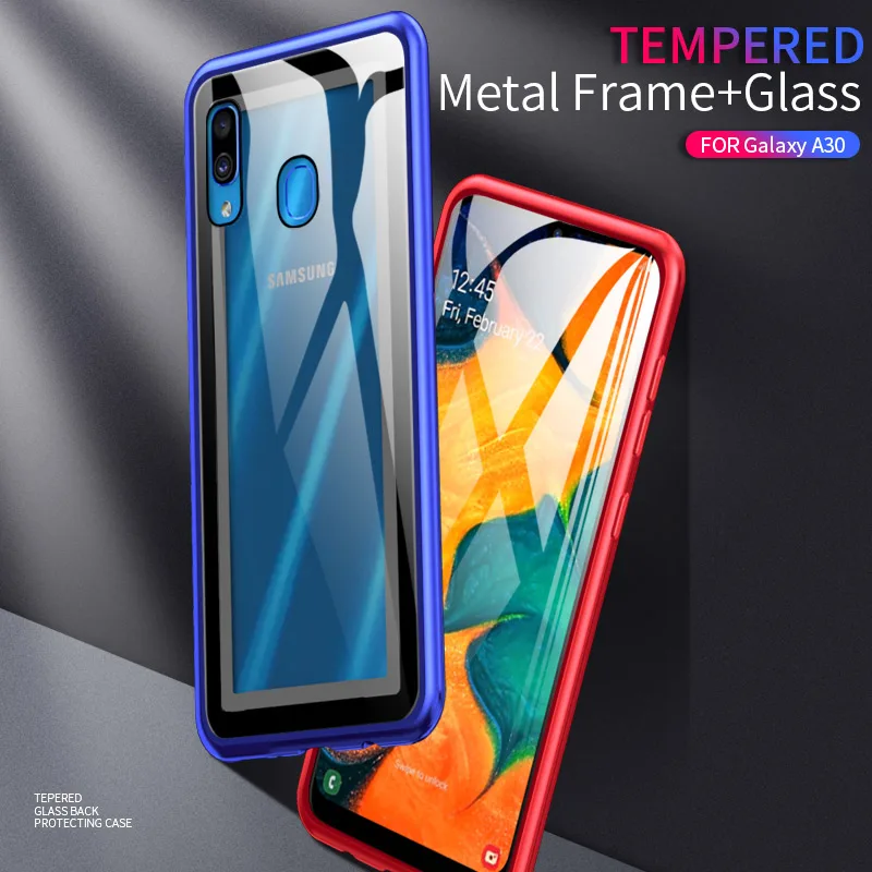 Роскошный полный защитный чехол для Samsung a50 360 прозрачный закаленное стекло