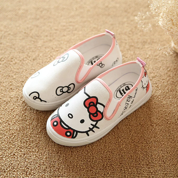2016 Детская обувь Hello Kitty для маленьких девочек парусиновые кроссовки с Минни Маус