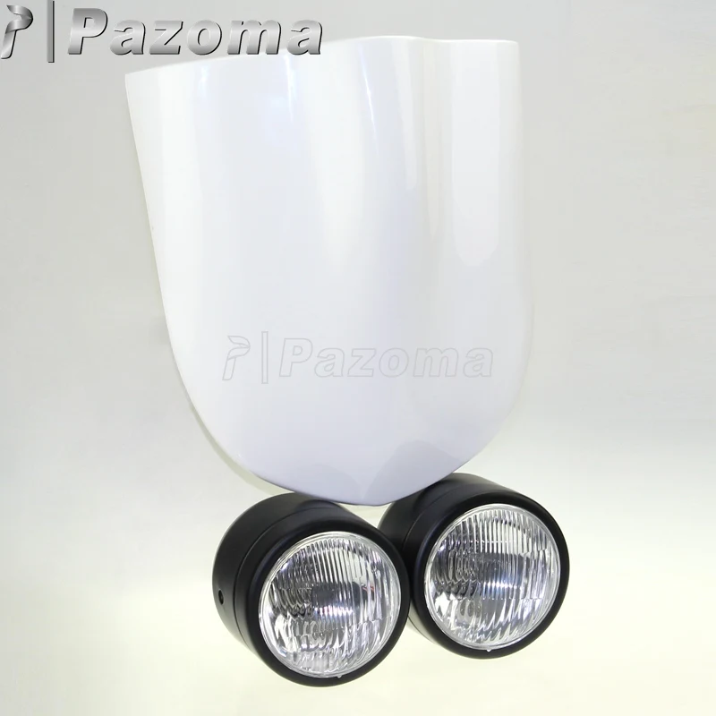 Black White H4 60/55W 3," Черная мотоциклетная фара, двойная спортивная с ЧПУ, с двойным доминатором, фара, экран Buell, стиль GSF600 SV650, уличные велосипеды - Цвет: Black White
