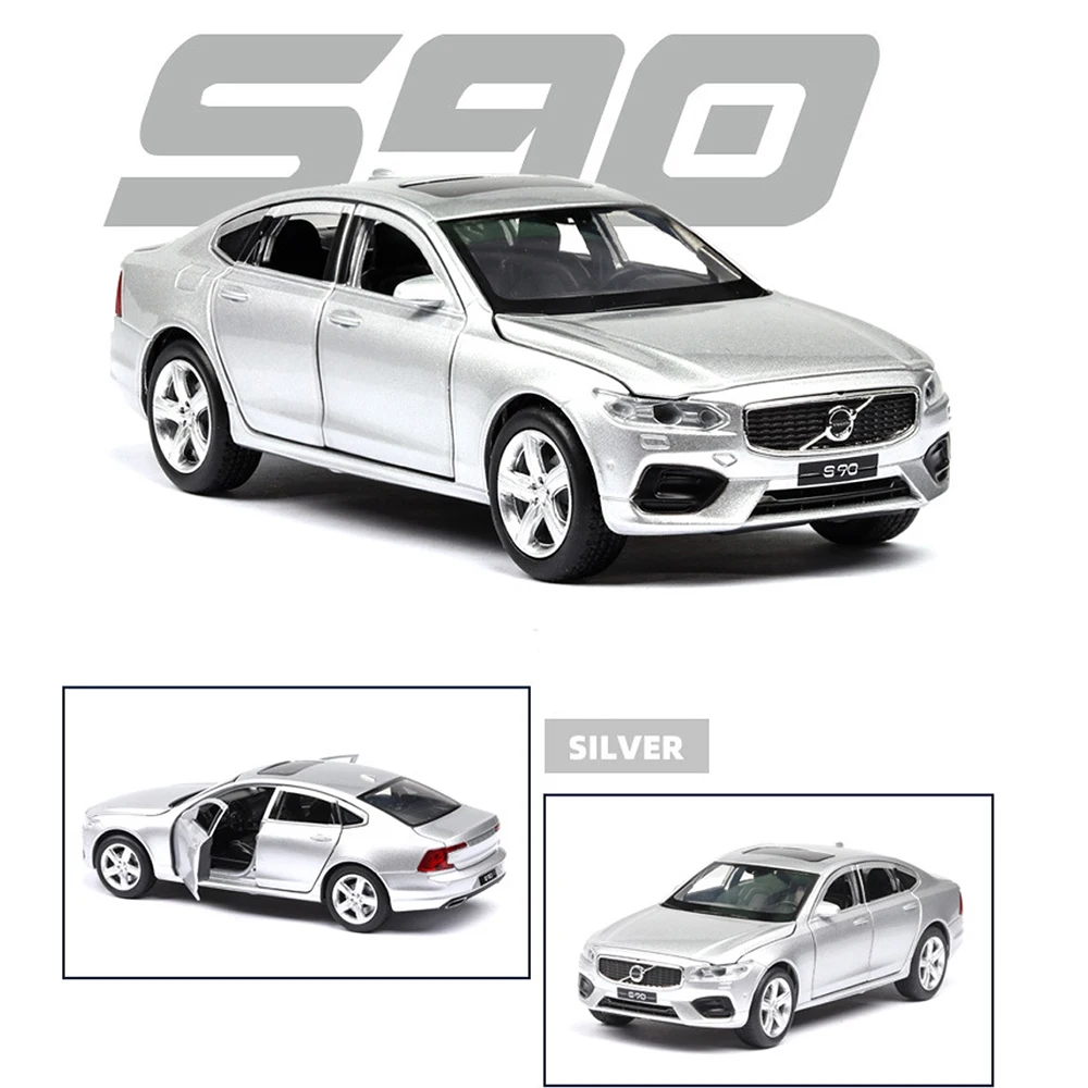 Silver 1:32 VOLVO S90 музыкальная с подсветкой машина литые игрушечные машинки модель автомобиля с горячим колесом двери автомобиля можно открыть игрушку - Цвет: Silver