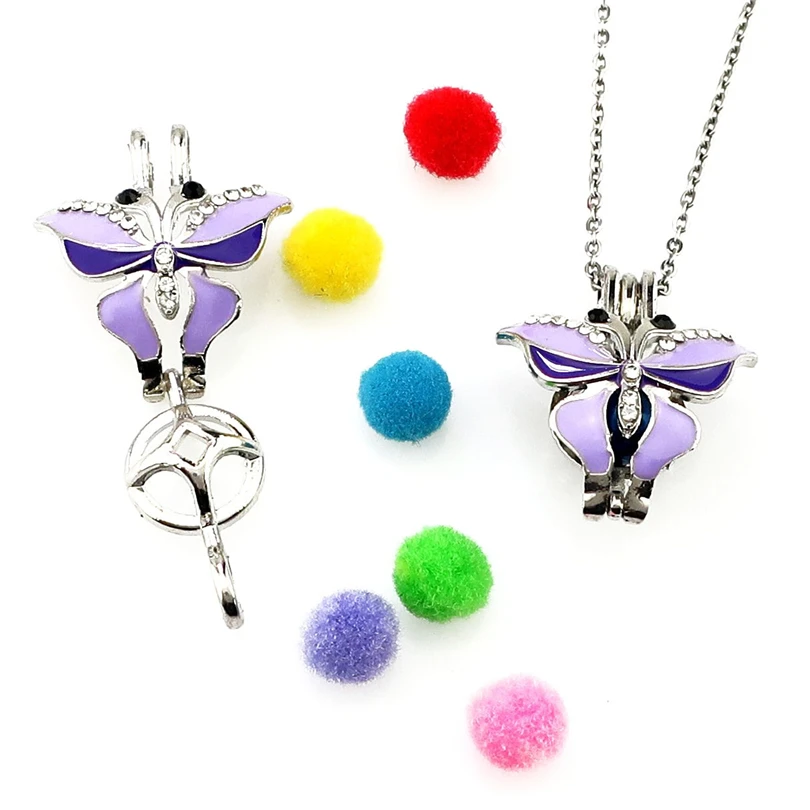 K1051 Серебряная эмалированная бабочка стразы бусины жемчужная Клетка подвеска