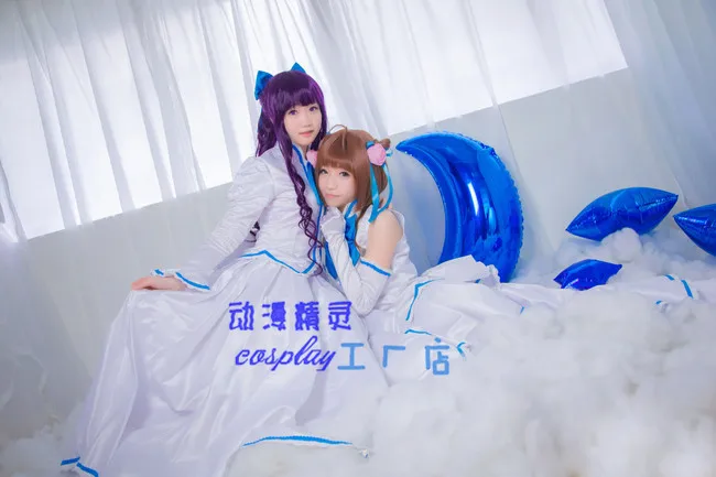 Костюм для косплея Cardcaptor Sakura kinomoto sakura and Daidouji Tomoyo магический костюм белое и синее