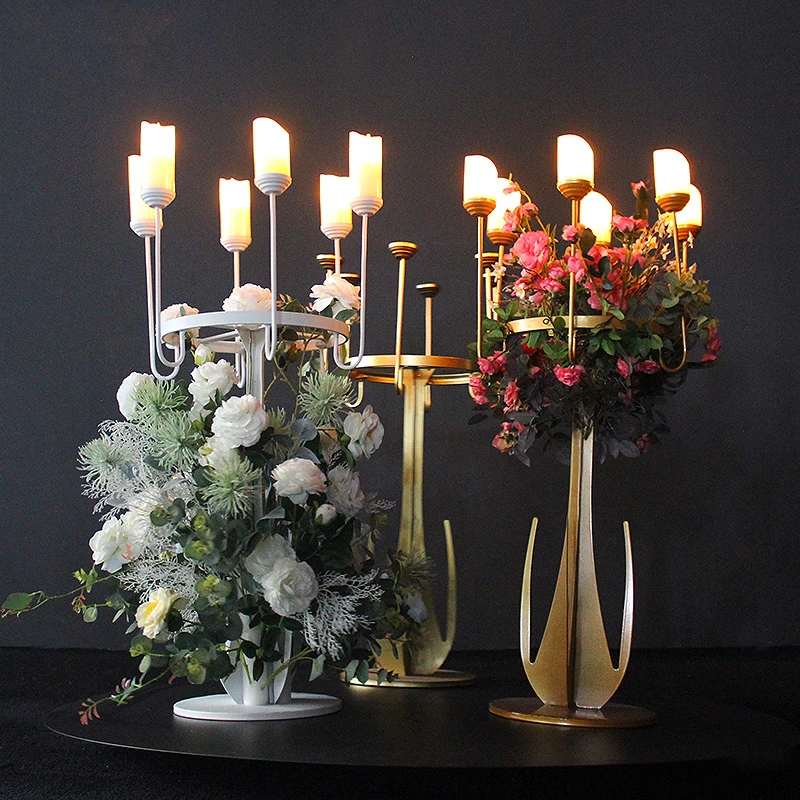 

New wedding props candlestick table flower decoration flower wedding stage layout T platform road decoration ornaments