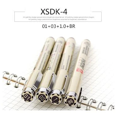 XSDK 4 SAKURA Pigma Micron иглы водонепроницаемые тонкие линии Черный Эскиз маркер ручка для дизайна кисть манга рисунок манга товары для рукоделия - Цвет: XSDK 4