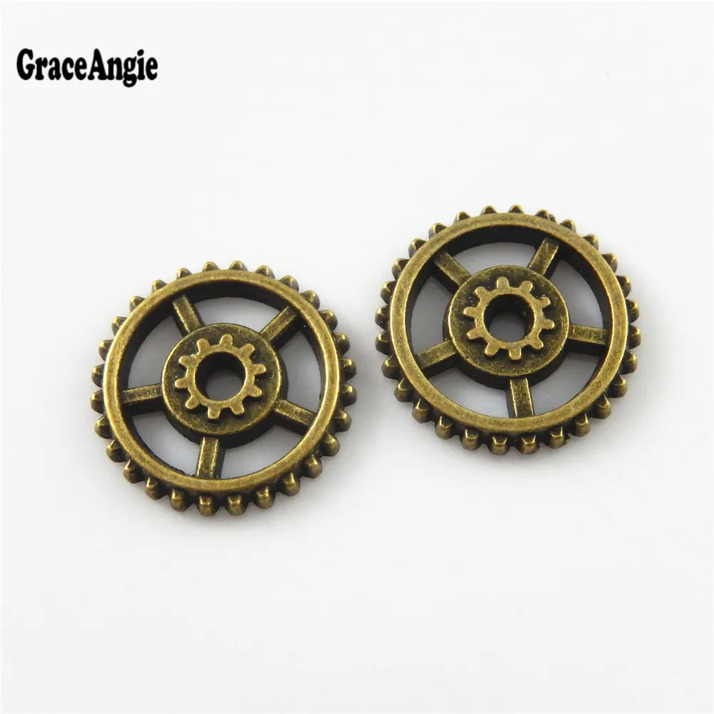 GraceAngie 25PCS Antique Bronze Retro Style Small Gear Wheel Jewelry Making Accessory Scrapbook Pendants Wholesale Price 52652 | Украшения