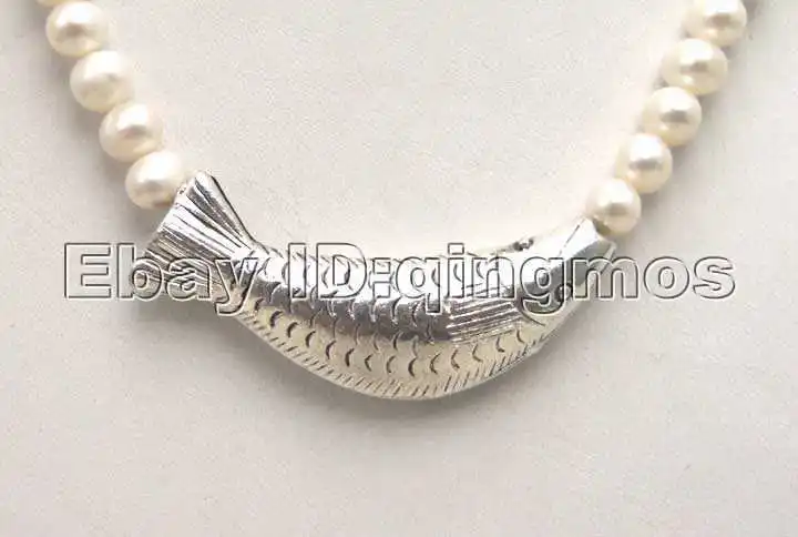 Продажа 6 7 мм натуральный белый FW Искусственный жемчуг ожерелье с тибетским