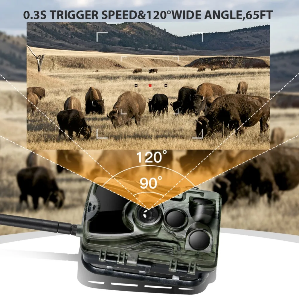 Фотоловушка HC 801LTE 4G камера для охоты 16 Мп 64 ГБ фотоловушка IP65 0 3 s с литиевой