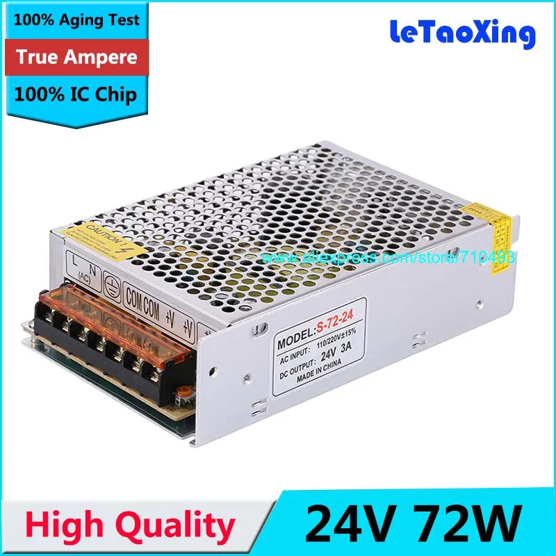 Одиночный выход импульсный источник питания 24 V 3A 72W Трансформатор 110V 220V AC к DC SMPS