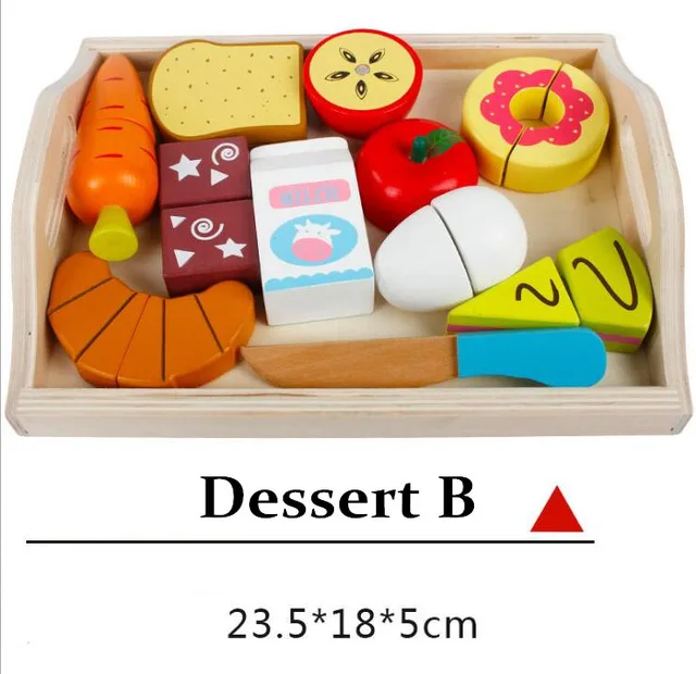 Dessert B Детские деревянные игрушки ролевые игры кухонные игрушки резка фруктов и овощей образование игрушки в виде угощений для детей Мать Сад childre - Цвет: Dessert B