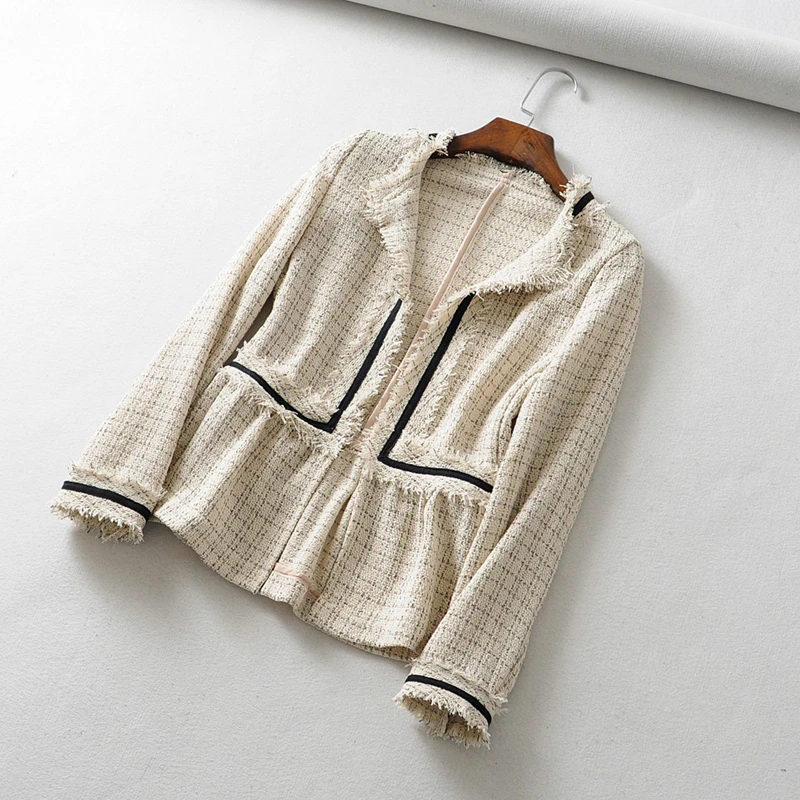 2020 Spring Summer New Korean style Twill Thin long sleeve Loose Ruffled Cardigan Short Jacket Tassel Fashion Women Coat | Женская