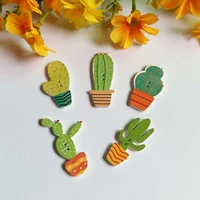 wood buttons 120pcs cactus shape 2 holes decorative buttons clothing sewing accessories flatback scrapbooking for craft