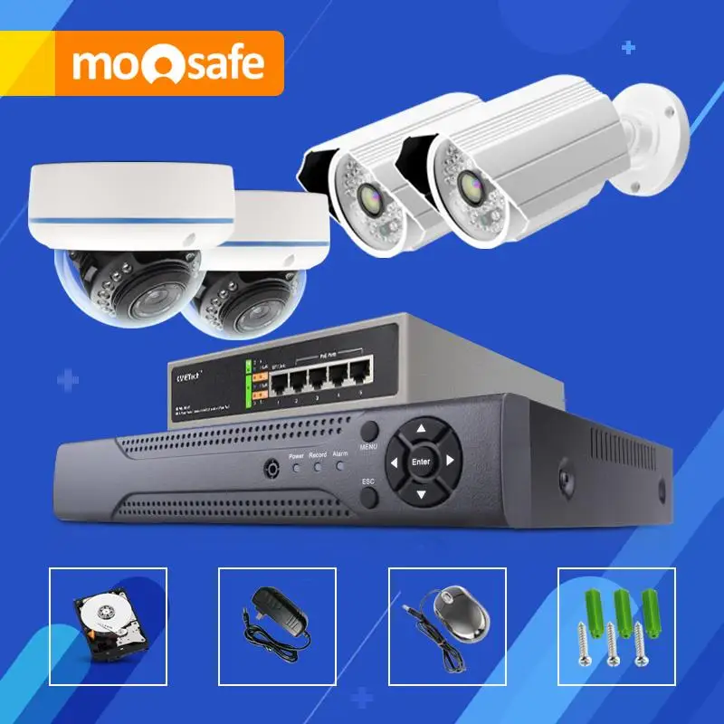 Mosafe 4ch 1080 P Системы наблюдения 2 крытый открытый full hd водонепроницаемые камеры 4