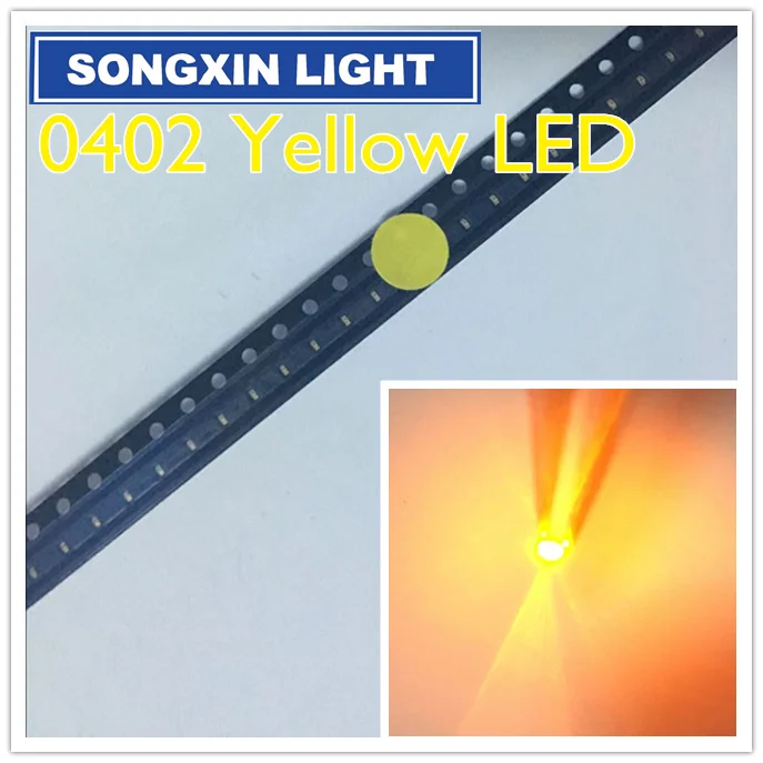 100 шт. SMD LED Chip Yellow 0402 (1005) Поверхностное крепление SMT Beads светоизлучающие диоды