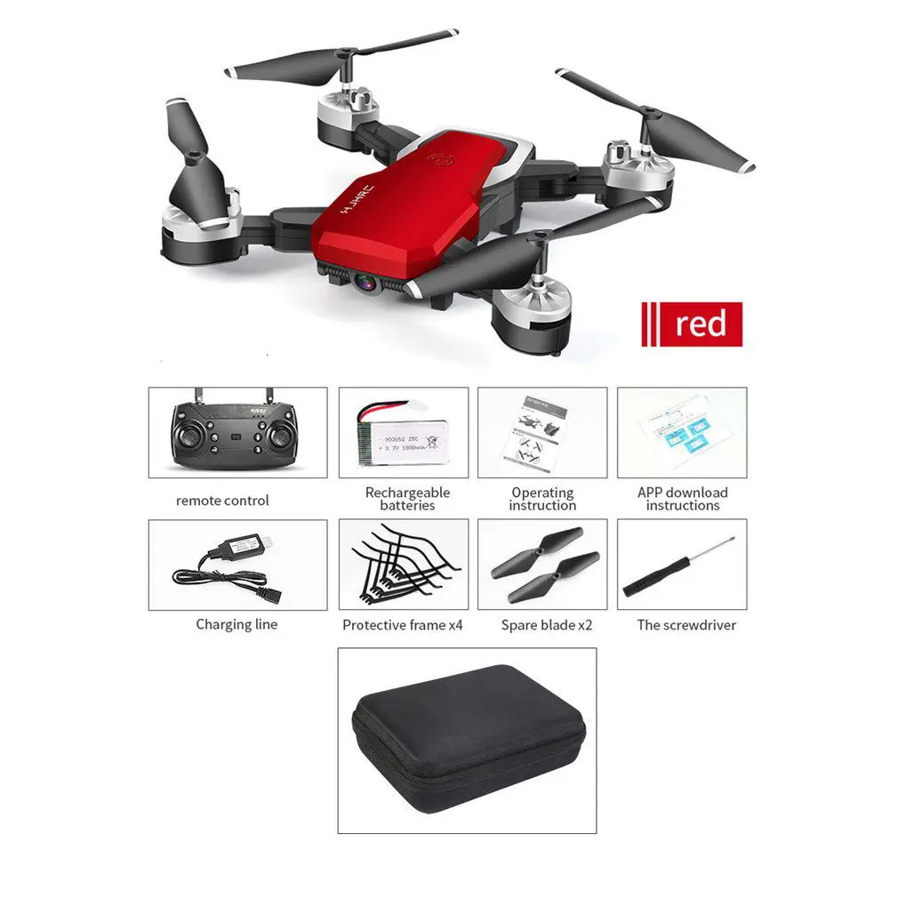 5MP Bag Red HJ28 складной Радиоуправляемый Дрон 4 канала Wifi 2MP/5MP FPV камера Дрон высота удержания жестов фото/видео Радиоуправляемый квадрокоптер модель вертолета - Цвет: 5MP Bag Red