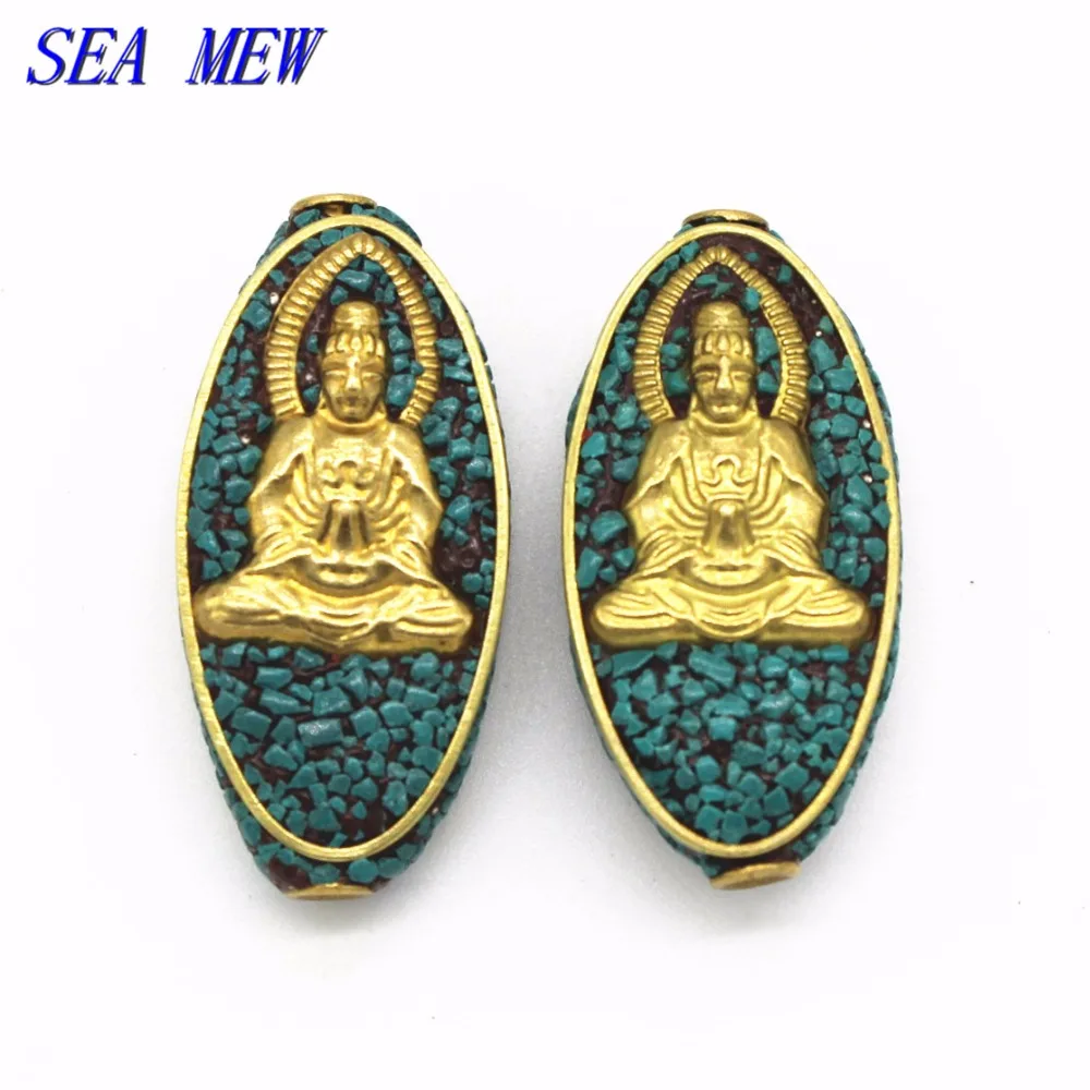 2 шт листья Bodhi 16*33 мм латунные дробленые Rammel Avalokitesvara Непальские бусины