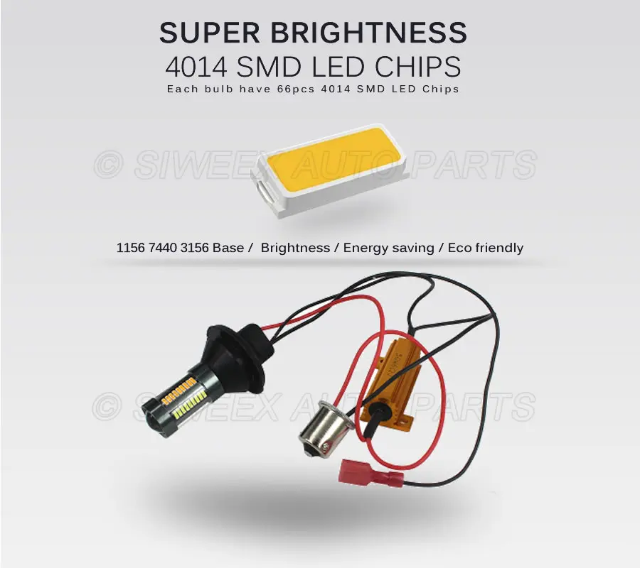 2 предмета 1156 7440 3156 4014 66 SMD светодиодный двух Цвет белого и желтого цвета поворота