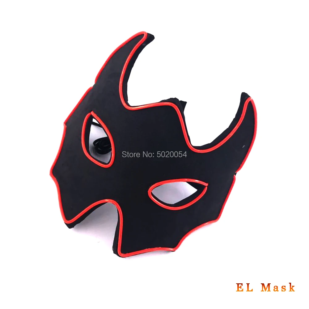 

GZYUCHAO EL Super Hero Cosplay Costume EL Wire Mask Bat Man Cosplay Light Up Mask LED Mask For Comic Con Decor