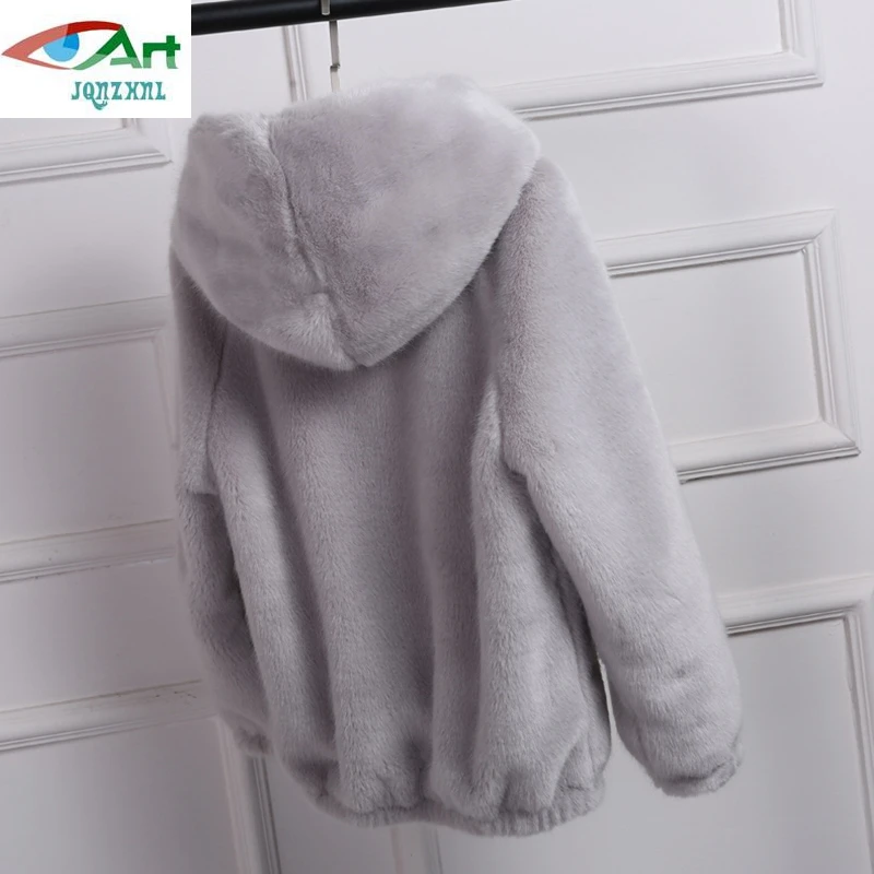 Новинка 2018 зимнее женское короткое пальто из кроличьего меха однотонная