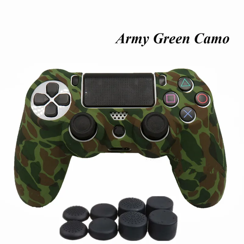 Army Green Camo Мягкий силиконовый Джойстик Геймпад Ручки Чехол колпачки на большой палец для sony DualShock 4 playstation 4 PS 4 Pro тонкий контроллер чехол - Цвет: Army Green Camo