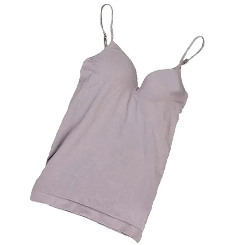 CR 2019 Women Built In Bra Tank Tops Sexy Cozy Healthy Modal Solid Camisole 6 Color Wholesales WI185 Free Shipping | Женская одежда