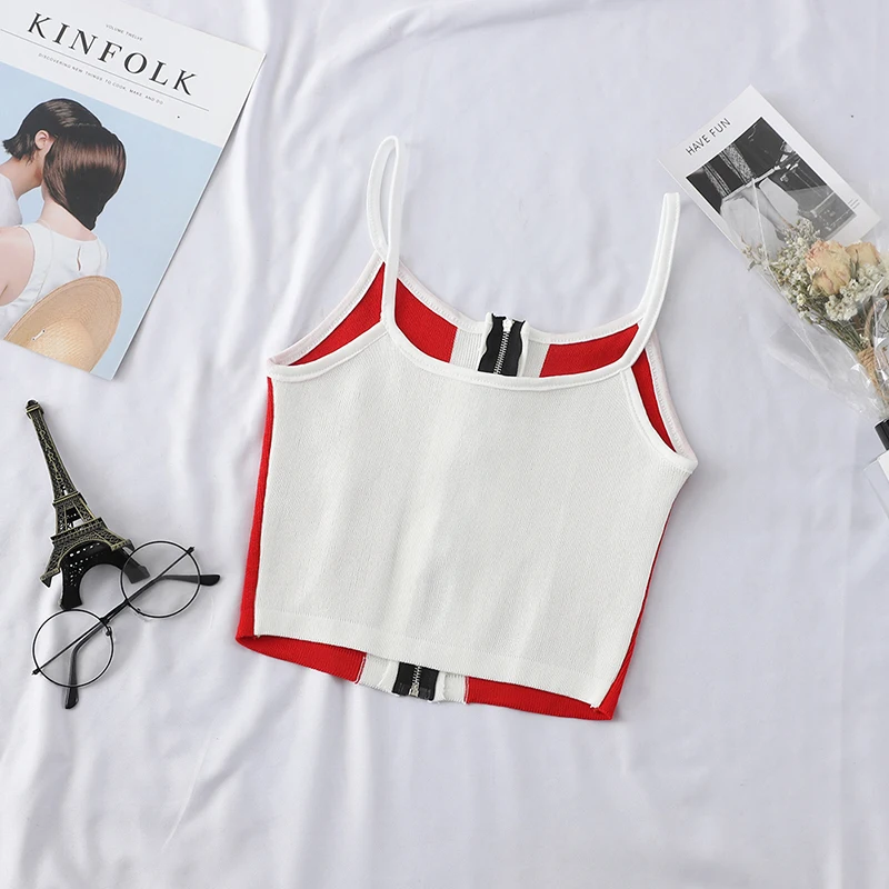 Женский Короткий трикотажный жилет ALPHALMODA на молнии с высокой талией|Майки| |