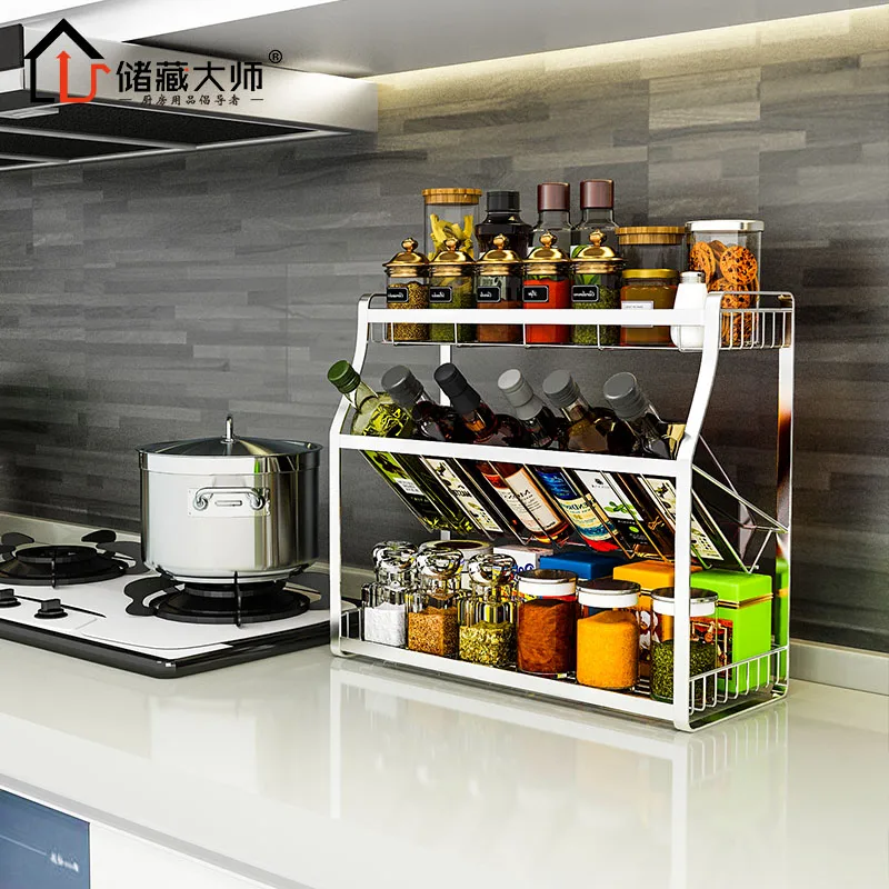 Кухонная полка для приправ бытовая столешница соуса и уксуса соевая соусов | Дом