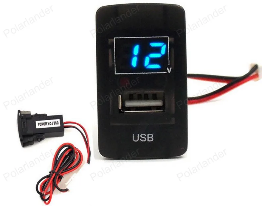 Автомобильный USB разъем с 5 в 2 1 А со светодиодным цифровым вольтметром зарядное