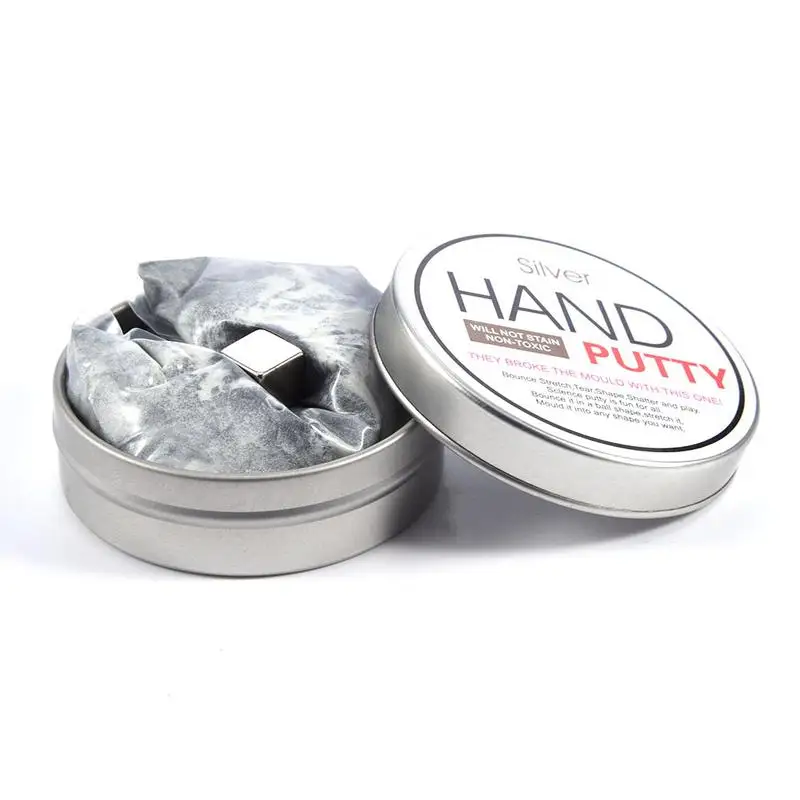 Silver DIY Slime Playdough Магнитная резиновая грязевая сильная ПЛАСТИЛИНОВАЯ шпатлевка Магнитная глина развивающие игрушки Детский подарок 6 цветов - Цвет: Silver