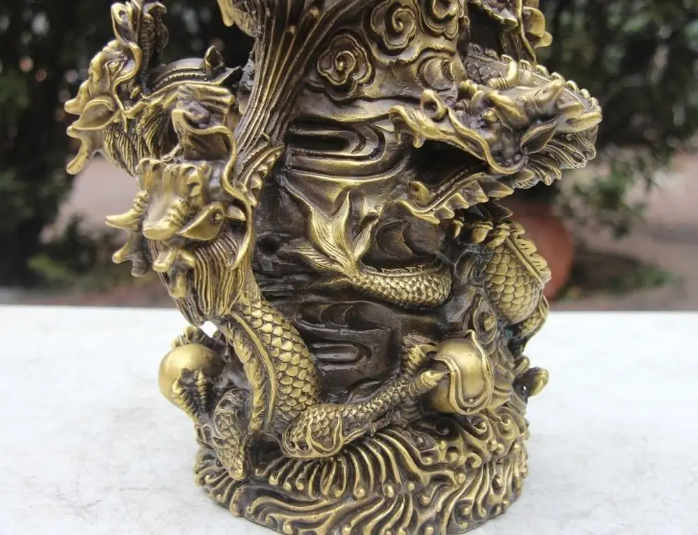 Китай (материк) собрать корпус из латуни Медь Feng Shui пять богатство игры драконов