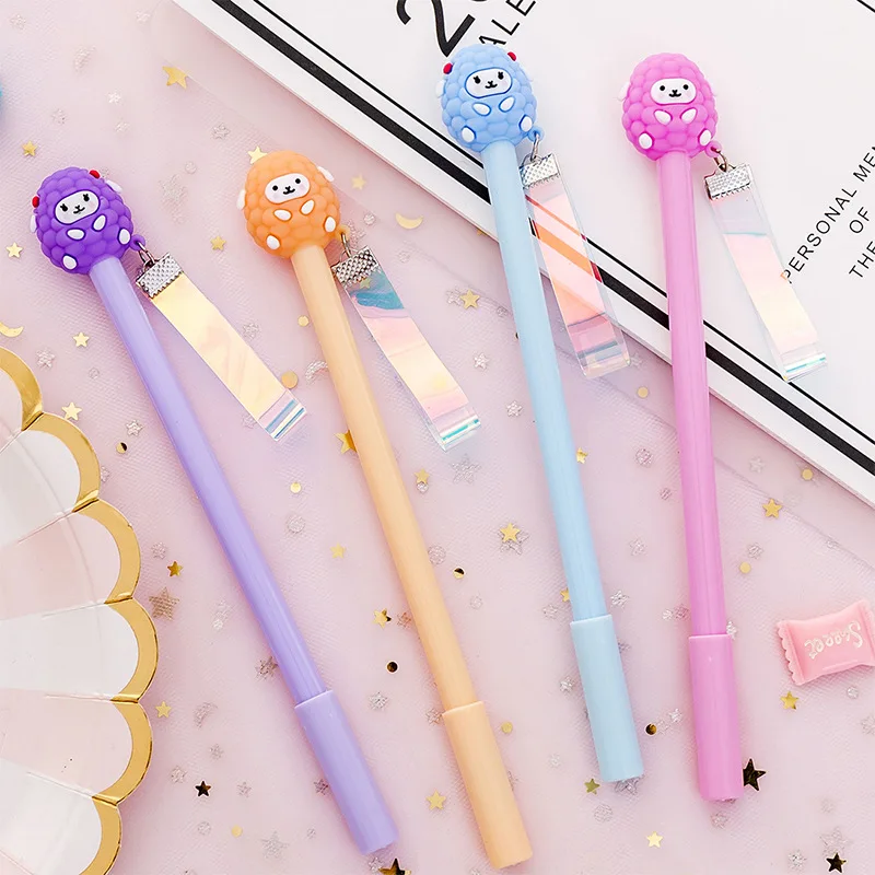

32 pcs/lot Cartoon Alpaca Laser gel pens Cute sheep 0.38mm black ink Signature pen stationery gift school writing supplies